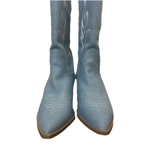 Bellini Asha Western Blue Light‎ Denim Embroidered Cowgirl Boots Woman's Size 6 - Picture 2 of 6